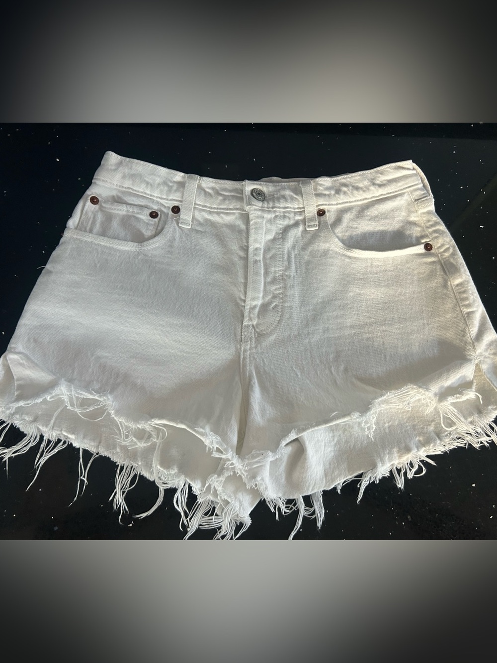 Abercrombie & Fitch White Distressed Denim Jean Shorts